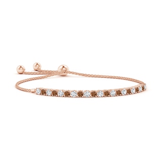 3mm AAAA Coffee & White Diamond Tennis Bolo Bracelet in 9K Rose Gold