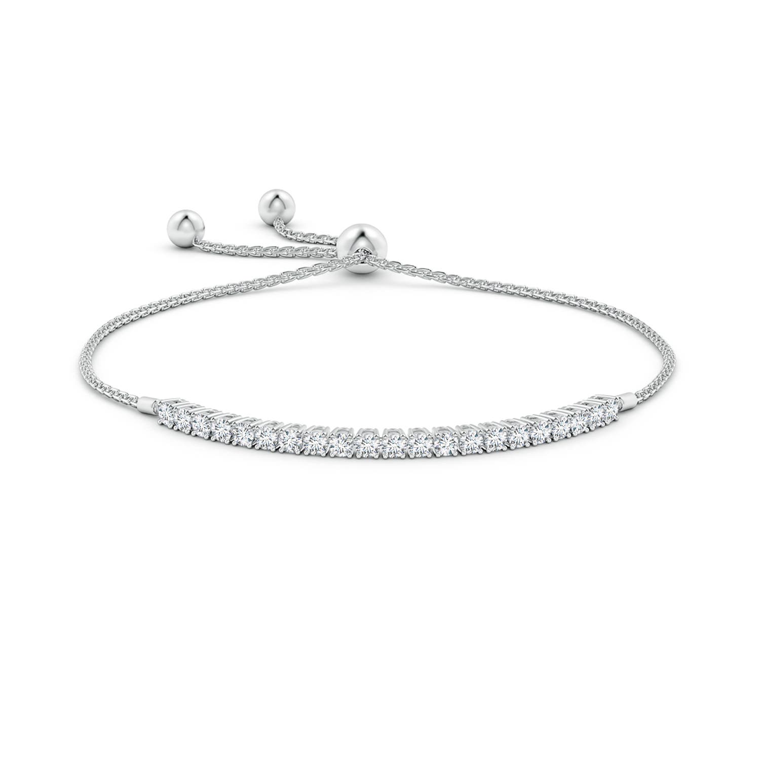 2.5mm GVS2 Diamond Tennis Bolo Bracelet in White Gold - side 2