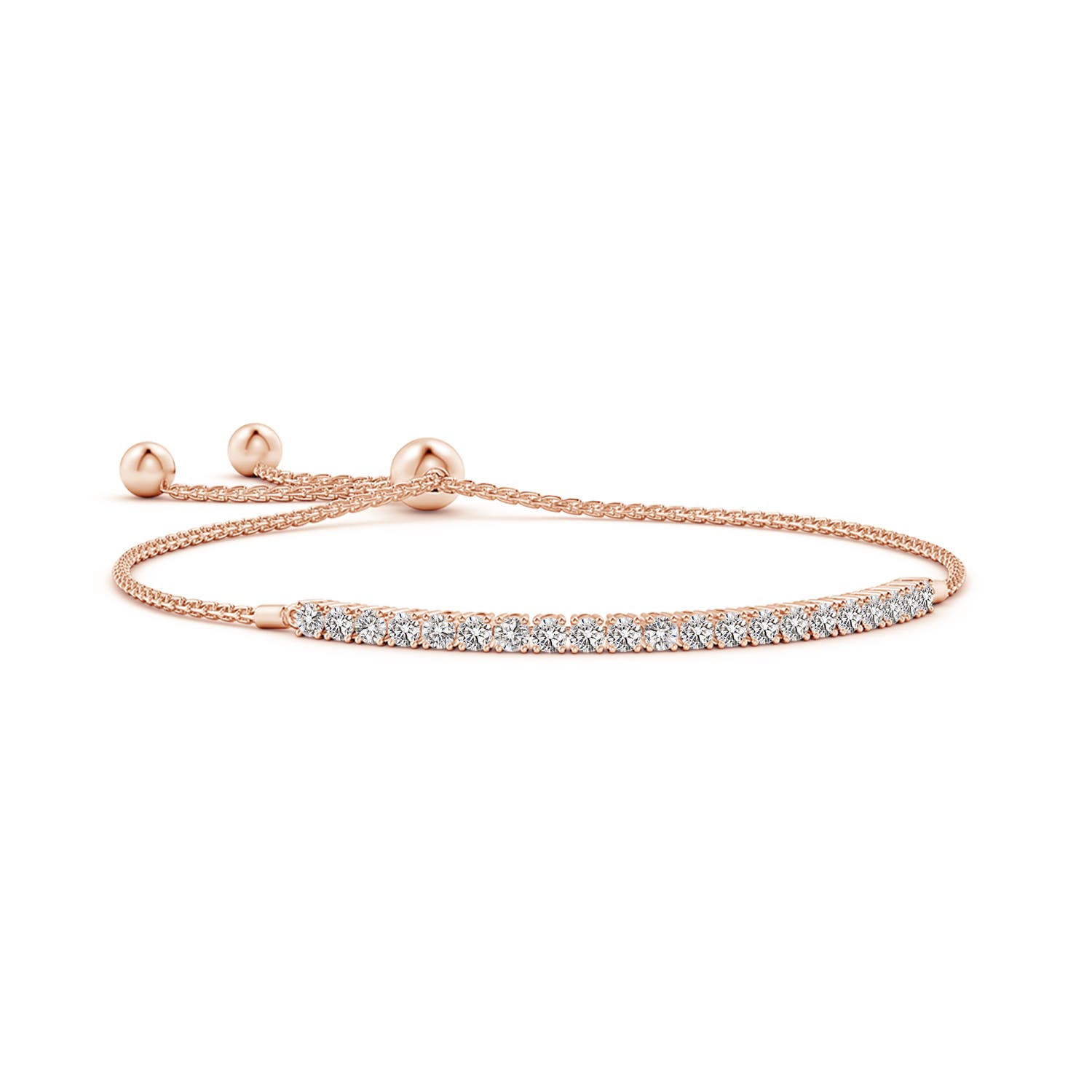 2.5mm IJI1I2 Diamond Tennis Bolo Bracelet in Rose Gold
