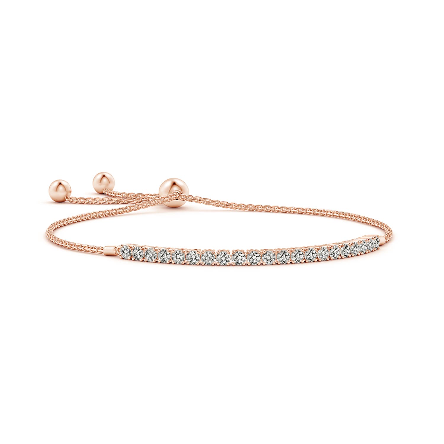 2.5mm KI3 Diamond Tennis Bolo Bracelet in Rose Gold