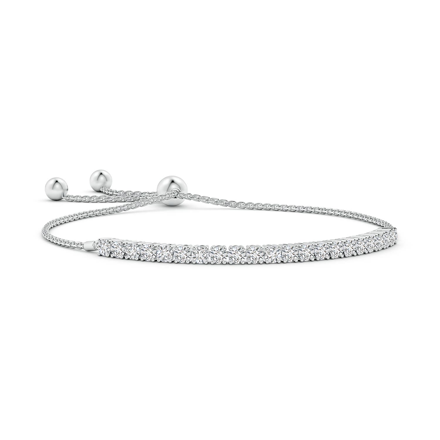 3mm HSI2 Diamond Tennis Bolo Bracelet in White Gold