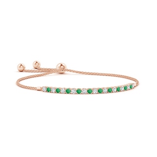 2.5mm A Alternate Emerald and Diamond Tennis Bolo Bracelet in Rose Gold