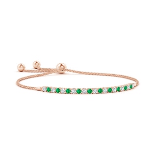 2.5mm AAA Alternate Emerald and Diamond Tennis Bolo Bracelet in Rose Gold