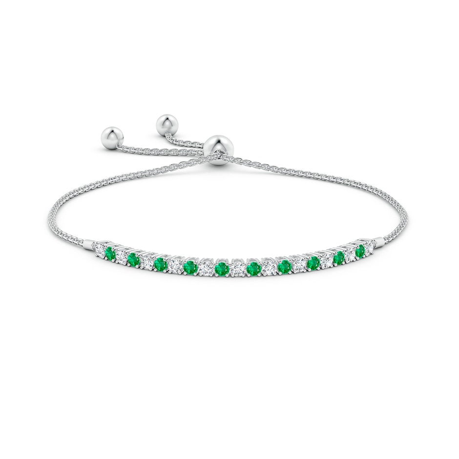 2.5mm AAA Alternate Emerald and Diamond Tennis Bolo Bracelet in White Gold side-1