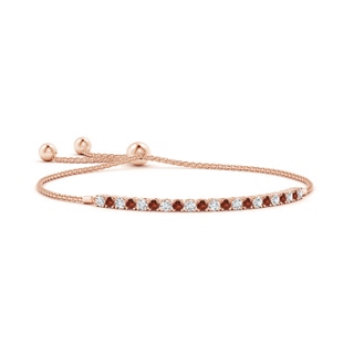 2.5mm AAA Alternate Garnet and Diamond Tennis Bolo Bracelet in Rose Gold