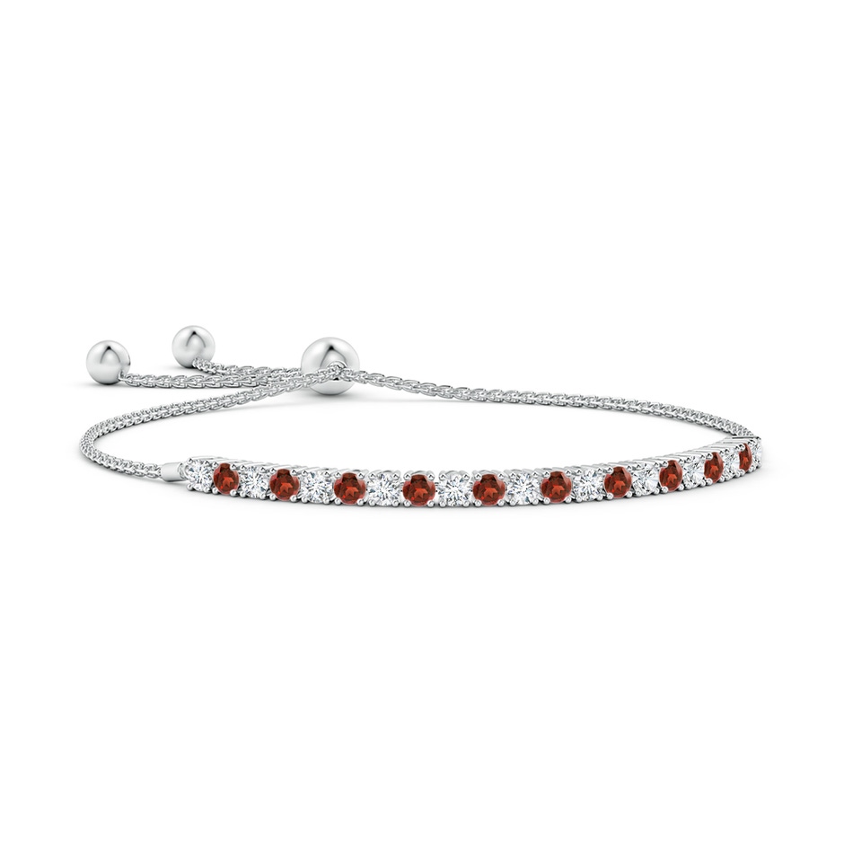 3mm AAA Alternate Garnet and Diamond Tennis Bolo Bracelet in White Gold 