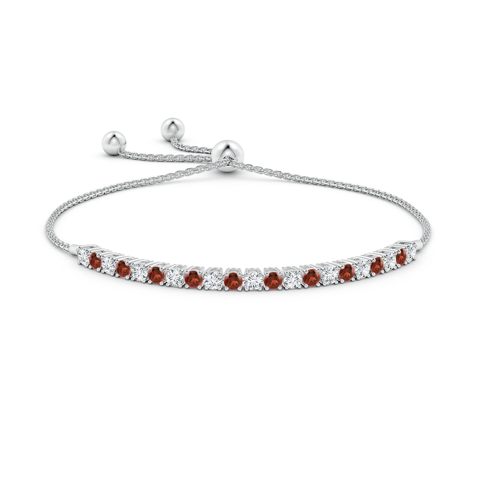 3mm AAA Alternate Garnet and Diamond Tennis Bolo Bracelet in White Gold side-1