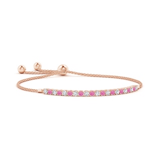 2.5mm AA Alternate Pink Sapphire and Diamond Tennis Bolo Bracelet in Rose Gold