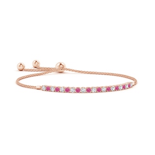 2.5mm AAA Alternate Pink Sapphire and Diamond Tennis Bolo Bracelet in Rose Gold