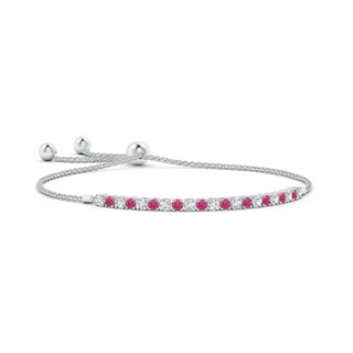 2.5mm AAAA Alternate Pink Sapphire and Diamond Tennis Bolo Bracelet in White Gold