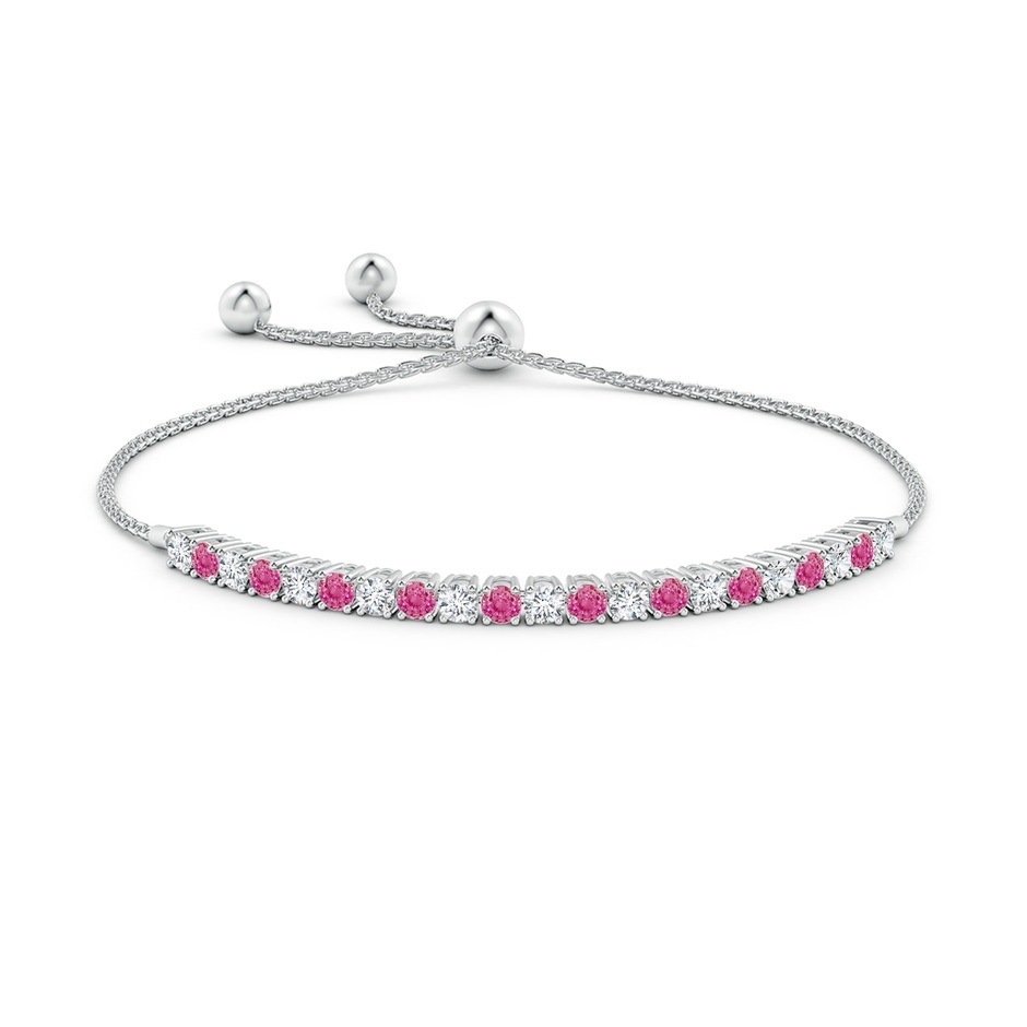 3mm AAA Alternate Pink Sapphire and Diamond Tennis Bolo Bracelet in White Gold side-1