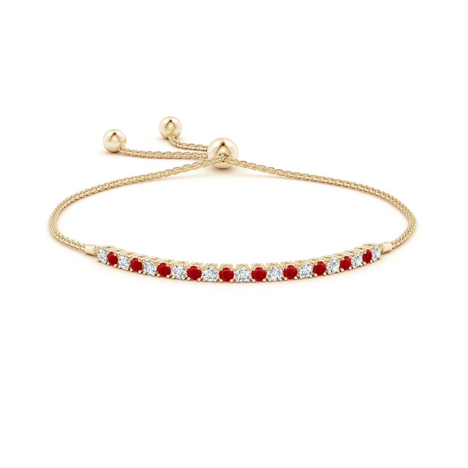 2.5mm AAA Alternate Ruby and Diamond Tennis Bolo Bracelet in Yellow Gold side-1