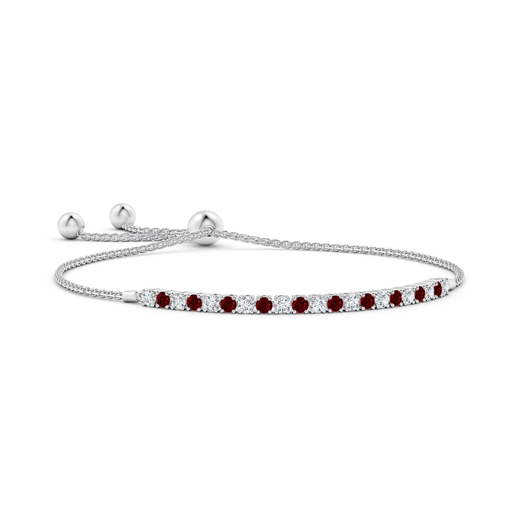 2.5mm Lab-Grown Alternate Ruby and Diamond Tennis Bolo Bracelet in White Gold