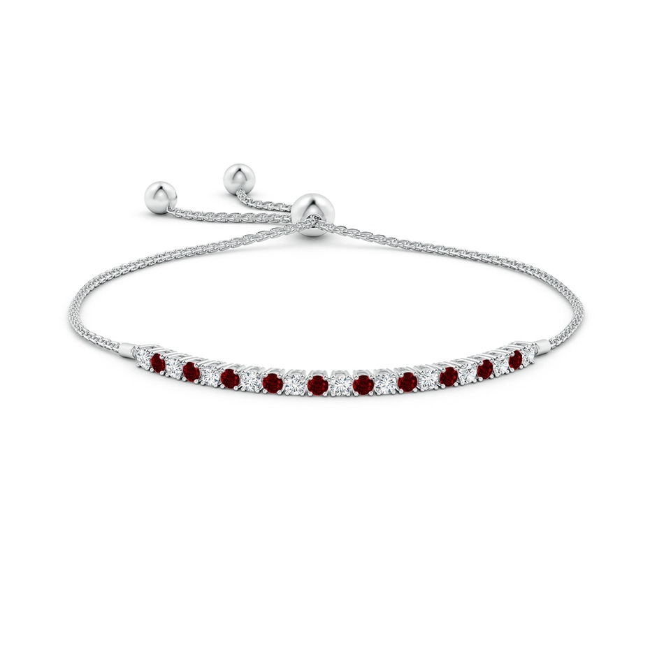 2.5mm Lab-Grown Alternate Ruby and Diamond Tennis Bolo Bracelet in White Gold side-1