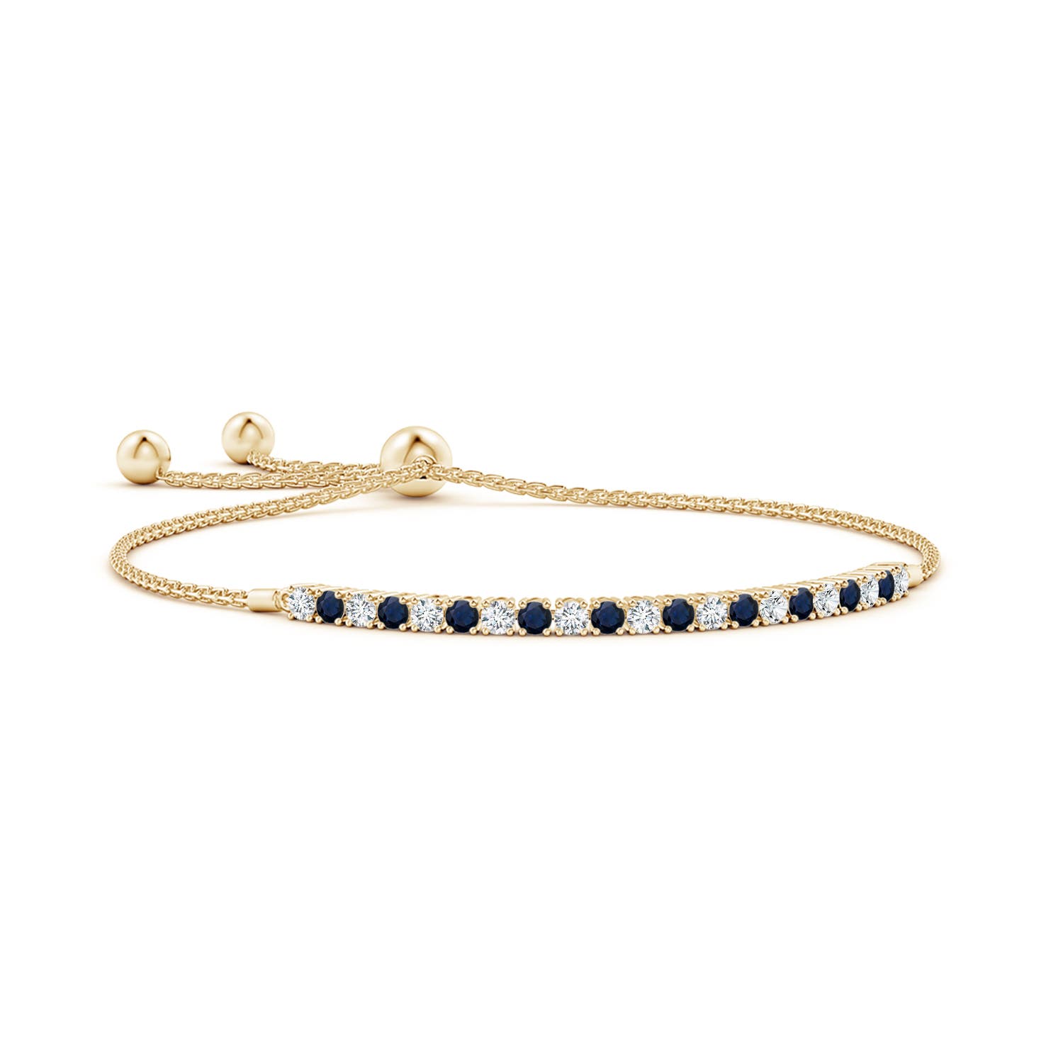 2.5mm A Alternate Sapphire and Diamond Tennis Bolo Bracelet in Yellow Gold