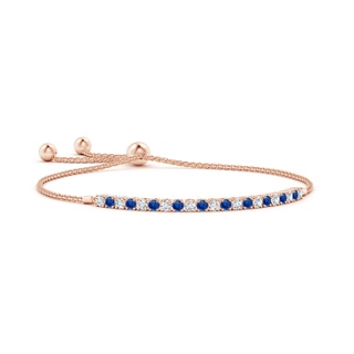 2.5mm AAA Alternate Sapphire and Diamond Tennis Bolo Bracelet in Rose Gold