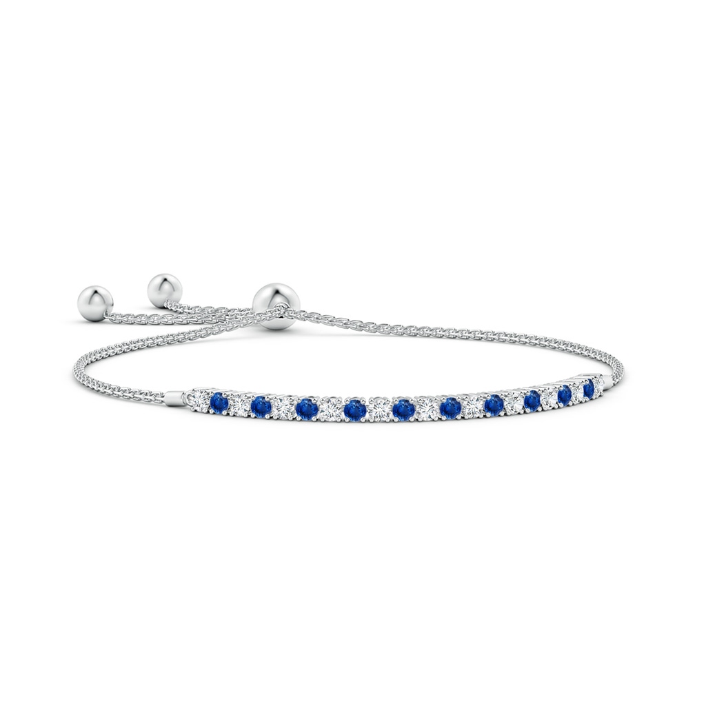 2.5mm AAA Alternate Sapphire and Diamond Tennis Bolo Bracelet in White Gold