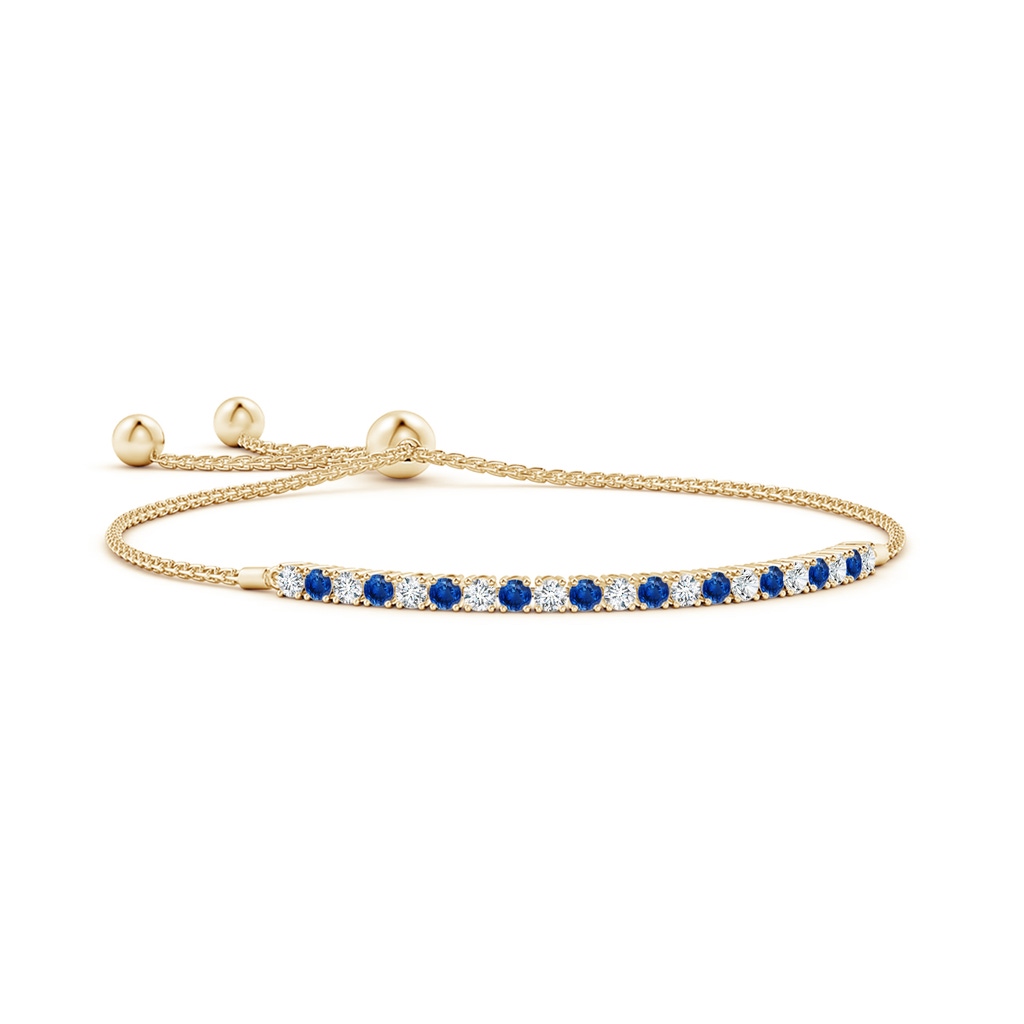 2.5mm AAA Alternate Sapphire and Diamond Tennis Bolo Bracelet in Yellow Gold 