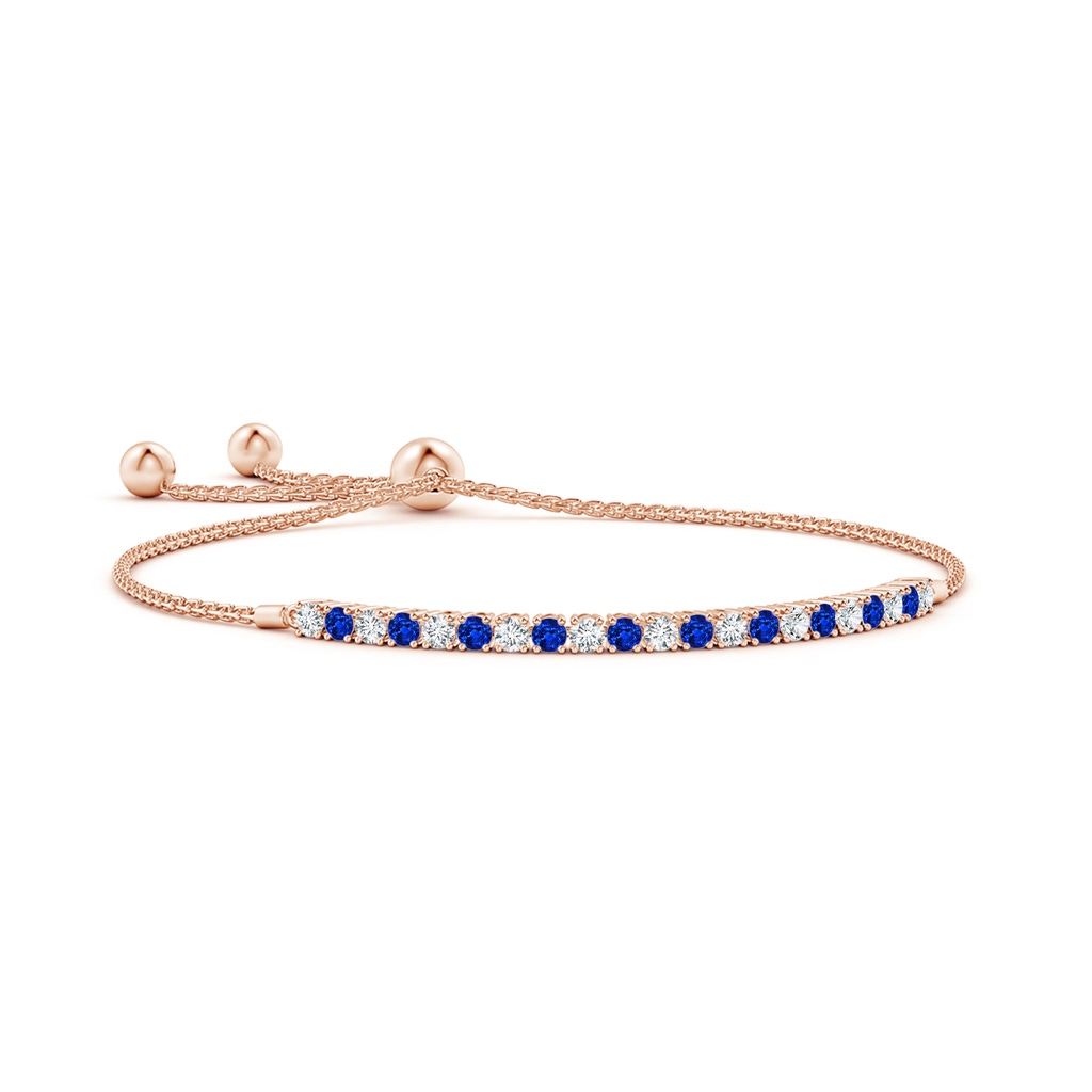 2.5mm AAAA Alternate Sapphire and Diamond Tennis Bolo Bracelet in Rose Gold