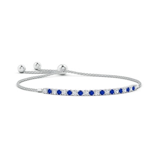 2.5mm Lab-Grown Alternate Sapphire and Diamond Tennis Bolo Bracelet in White Gold