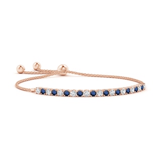 3mm AA Alternate Sapphire and Diamond Tennis Bolo Bracelet in Rose Gold