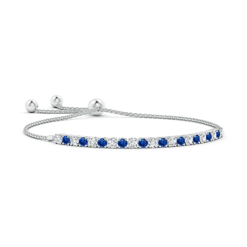 3mm AAA Alternate Sapphire and Diamond Tennis Bolo Bracelet in White Gold 