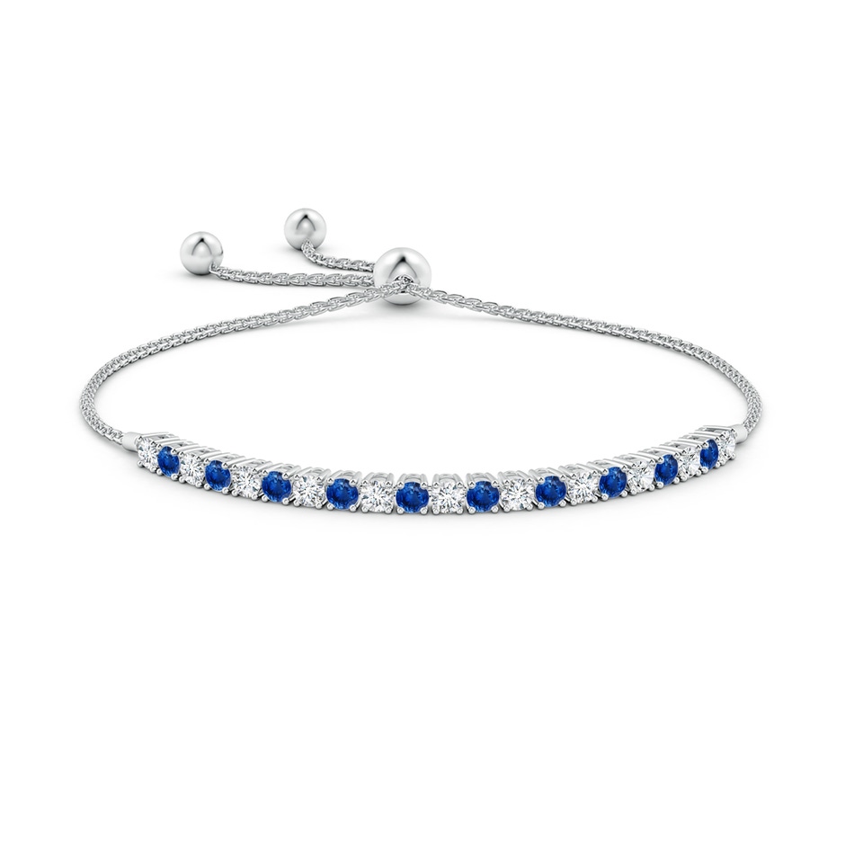 3mm AAA Alternate Sapphire and Diamond Tennis Bolo Bracelet in White Gold side-1