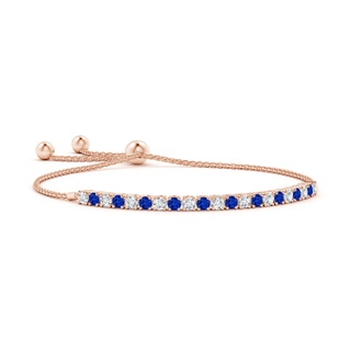 3mm AAAA Alternate Sapphire and Diamond Tennis Bolo Bracelet in Rose Gold