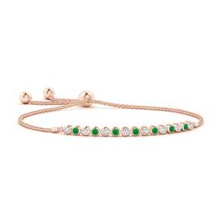 2.5mm AA Bezel-Set Emerald and Diamond Tennis Bolo Bracelet in Rose Gold