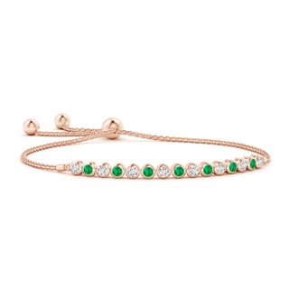 3mm AAA Bezel-Set Emerald and Diamond Tennis Bolo Bracelet in Rose Gold