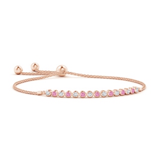 2.5mm AA Bezel-Set Pink Sapphire and Diamond Tennis Bolo Bracelet in Rose Gold