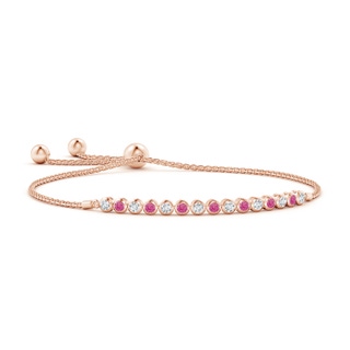 2.5mm AAA Bezel-Set Pink Sapphire and Diamond Tennis Bolo Bracelet in Rose Gold