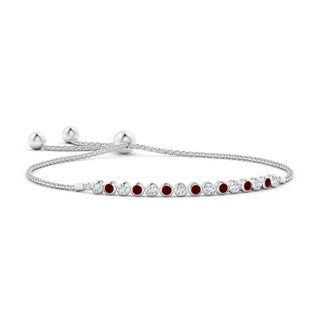 2.5mm Lab-Grown Bezel-Set Ruby and Diamond Tennis Bolo Bracelet in White Gold