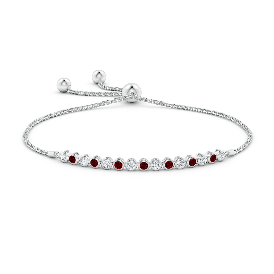 2.5mm Lab-Grown Bezel-Set Ruby and Diamond Tennis Bolo Bracelet in White Gold side-1