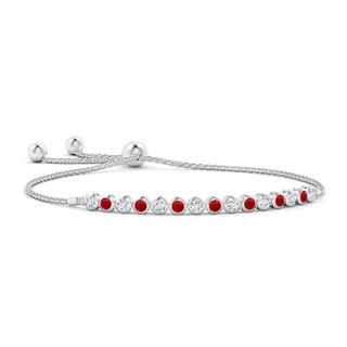 3mm AAA Bezel-Set Ruby and Diamond Tennis Bolo Bracelet in White Gold