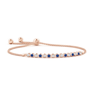 2.5mm AAA Bezel-Set Sapphire and Diamond Tennis Bolo Bracelet in Rose Gold