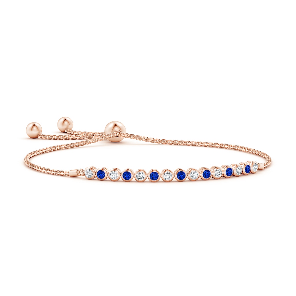 2.5mm AAAA Bezel-Set Sapphire and Diamond Tennis Bolo Bracelet in Rose Gold