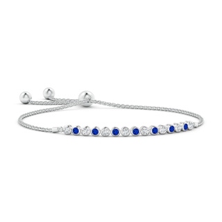 2.5mm Lab-Grown Bezel-Set Sapphire and Diamond Tennis Bolo Bracelet in White Gold