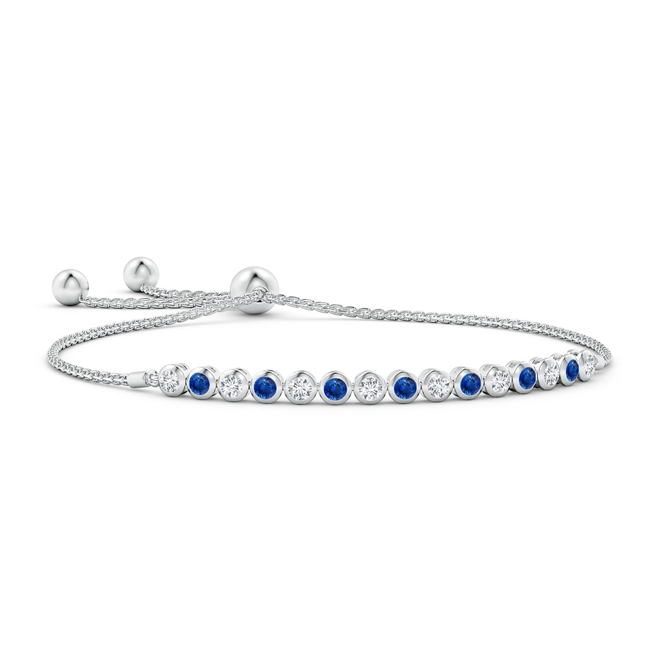 3mm AAA Bezel-Set Sapphire and Diamond Tennis Bolo Bracelet in White Gold 