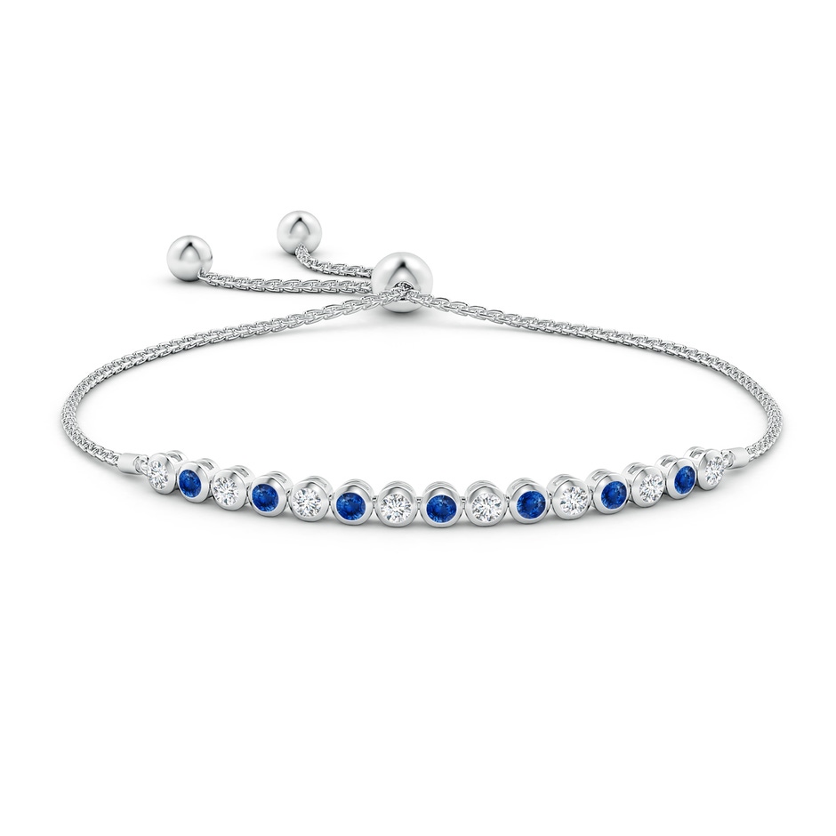 3mm AAA Bezel-Set Sapphire and Diamond Tennis Bolo Bracelet in White Gold side-1