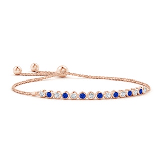 3mm AAAA Bezel-Set Sapphire and Diamond Tennis Bolo Bracelet in Rose Gold