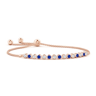 3mm Lab-Grown Bezel-Set Sapphire and Diamond Tennis Bolo Bracelet in Rose Gold