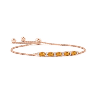 6x4mm AA East-West Oval Citrine Bolo Bracelet with Diamonds in Rose Gold