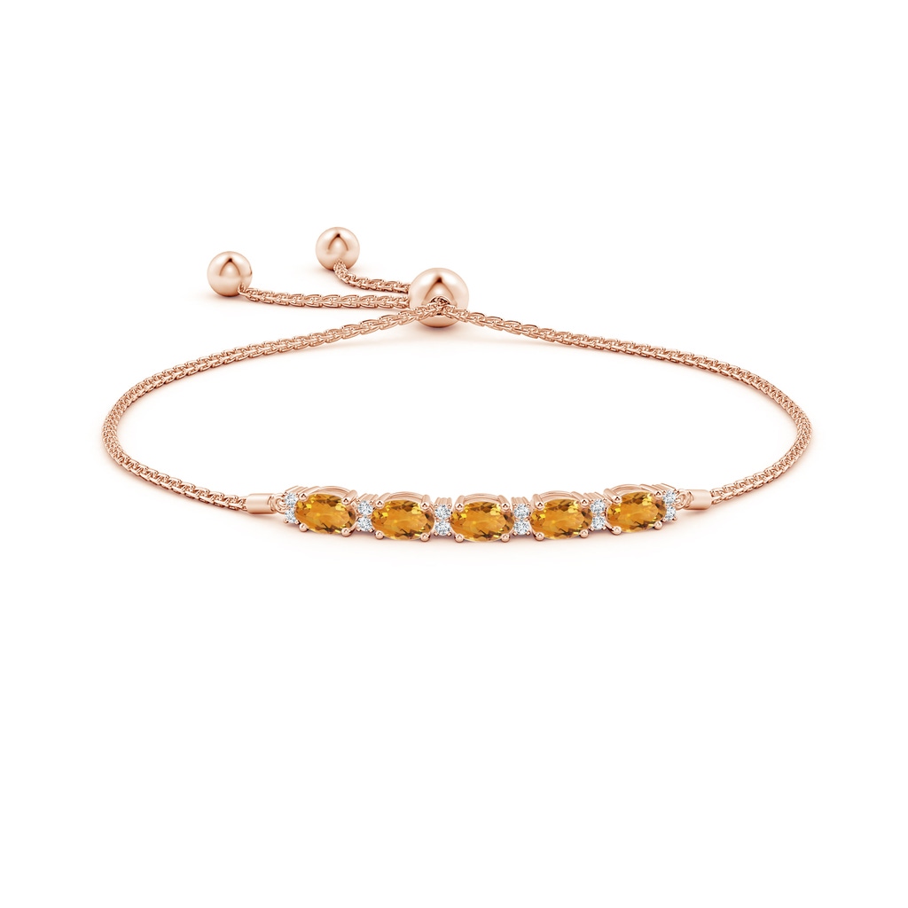 6x4mm AA East-West Oval Citrine Bolo Bracelet with Diamonds in Rose Gold Side-1