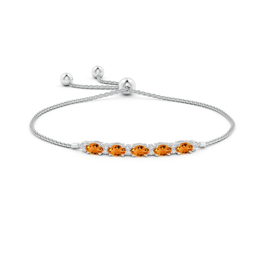 6x4mm AAA East-West Oval Citrine Bolo Bracelet with Diamonds in White Gold Side-1
