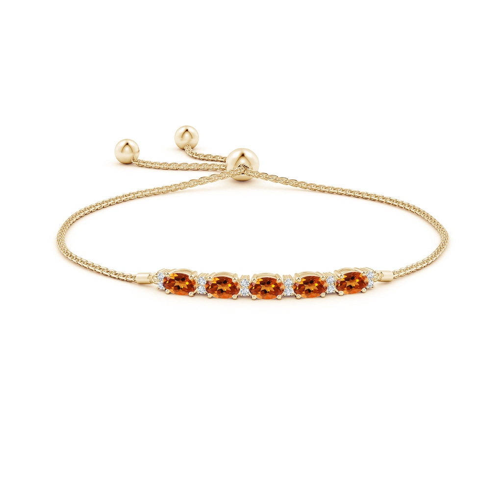 6x4mm AAAA East-West Oval Citrine Bolo Bracelet with Diamonds in Yellow Gold Side-1