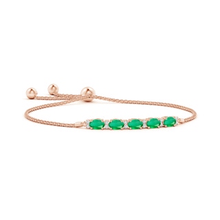 6x4mm A East-West Oval Emerald Bolo Bracelet with Diamonds in Rose Gold