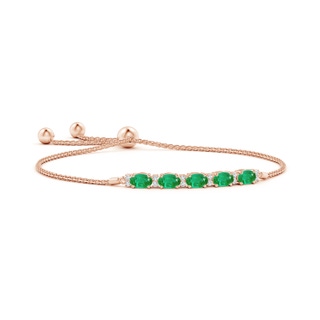 6x4mm AA East-West Oval Emerald Bolo Bracelet with Diamonds in Rose Gold