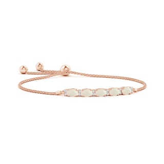 6x4mm A East-West Oval Opal Bolo Bracelet with Diamonds in Rose Gold