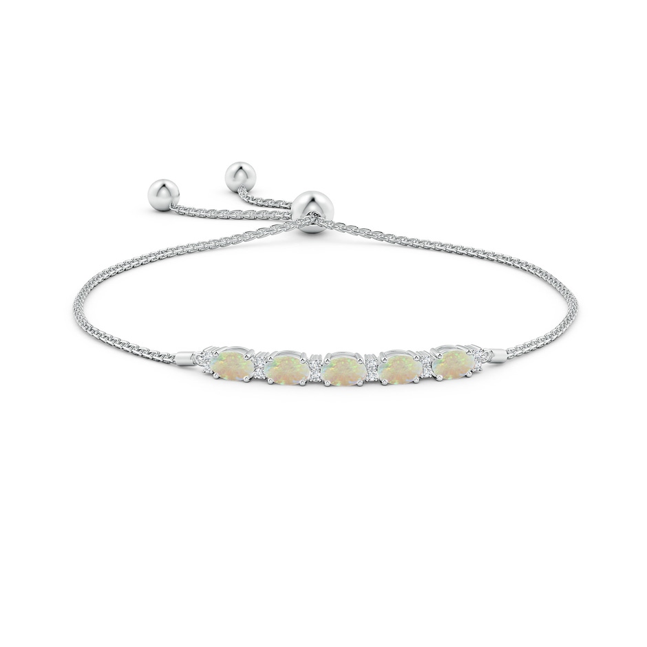 6x4mm AAA East-West Oval Opal Bolo Bracelet with Diamonds in White Gold side-1